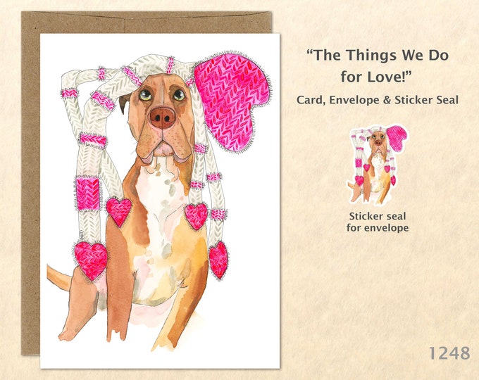 The Things We Do for Love Valentines Day Card Pink Hearts Valentines Card Customizable Blank Note Card Watercolor Art Cards Greeting Cards