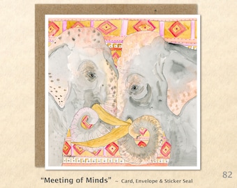 Elephant Friends Note Card, Elephant Cards, African Animal Cards, Blank Note Card, Art Cards, Greeting Cards