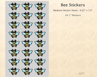 24 Bee stickers from a watercolor painting by Kim Meyer