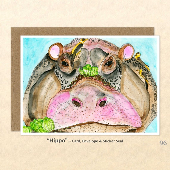 Hippopotamus Note Card Hippo Cards African Animal Cards Etsy