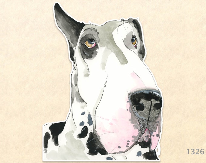 Great Dane Sticker Dog  Sticker Animal Sticker Water Bottle Sticker Scrapbook Sticker Macbook Decal Watercolor Art