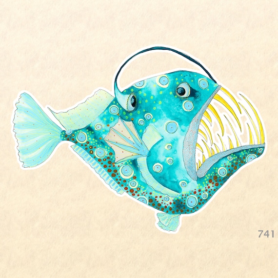 Fish Stickers, Silly Fish Stickers, Fantasy Stickers, Fun Animal