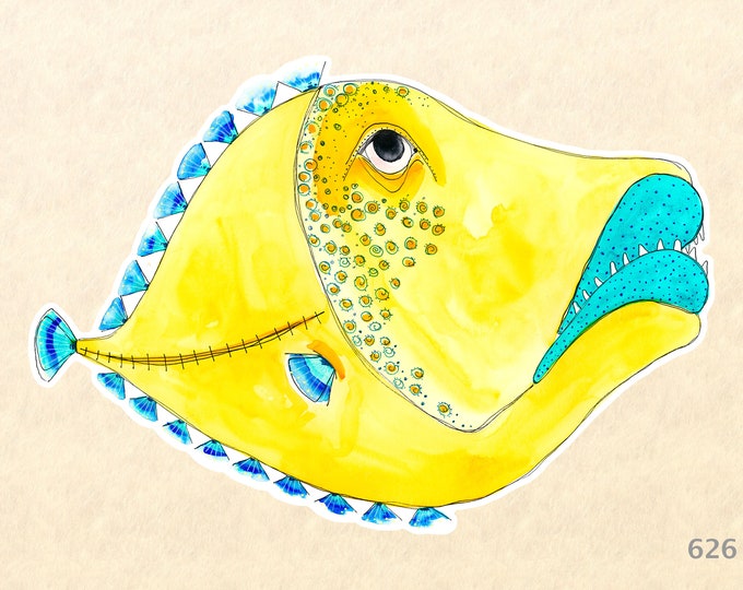 Fish Stickers, Fun Animal Stickers, Goofy Animal Stickers, Laptop Stickers, Water Bottle Stickers, Scrapbook Stickers, Macbook Decal