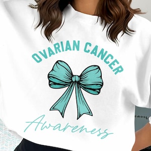 Ovarian Cancer Awareness Svg Png, Ovarian Cancer Awareness Coquette Bow Svg, Teal Ribbon Sublimation Svg Cricut Design