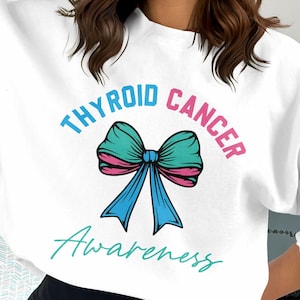 Thyroid Cancer Awareness Coquette Bow Svg, Thyroid Cancer Awareness Svg Png, Thyroid Cancer Warrior Svg Cricut Sublimation Designs