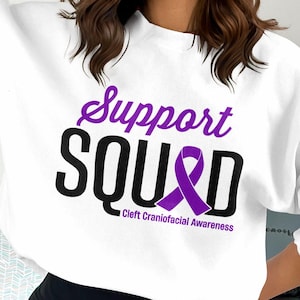 Cleft Craniofacial Awareness Svg Png, Support Squad Svg, Purple Ribbon Svg, Cleft Palate Support Cricut Sublimation