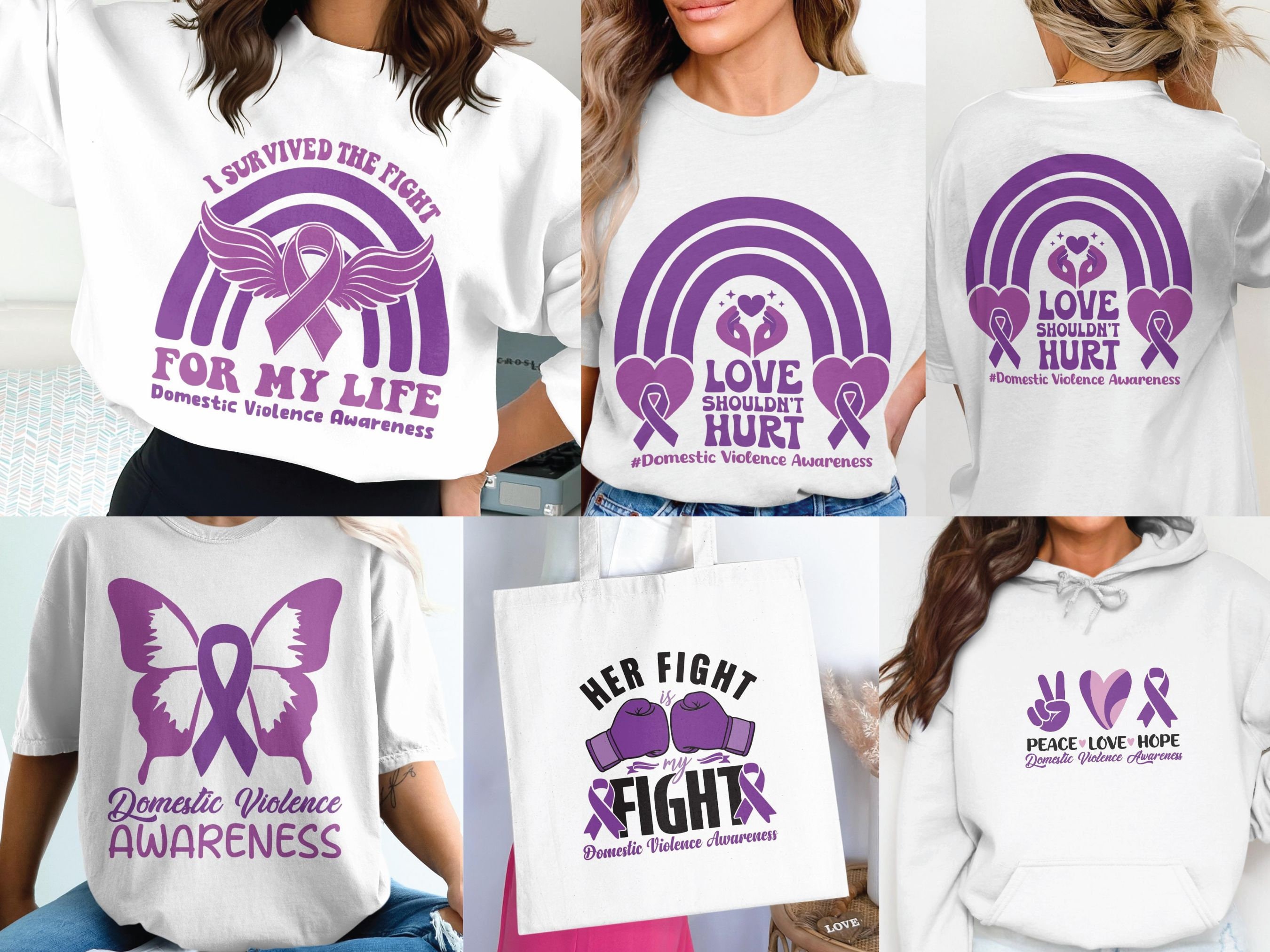 Domestic Violence Awareness Purple Ribbon SVG PNG Bundle (digital ...
