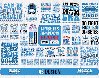 Diabetes Awareness SVG PNG Bundle: T1D Cricut Sublimation Designs (Digital Download)