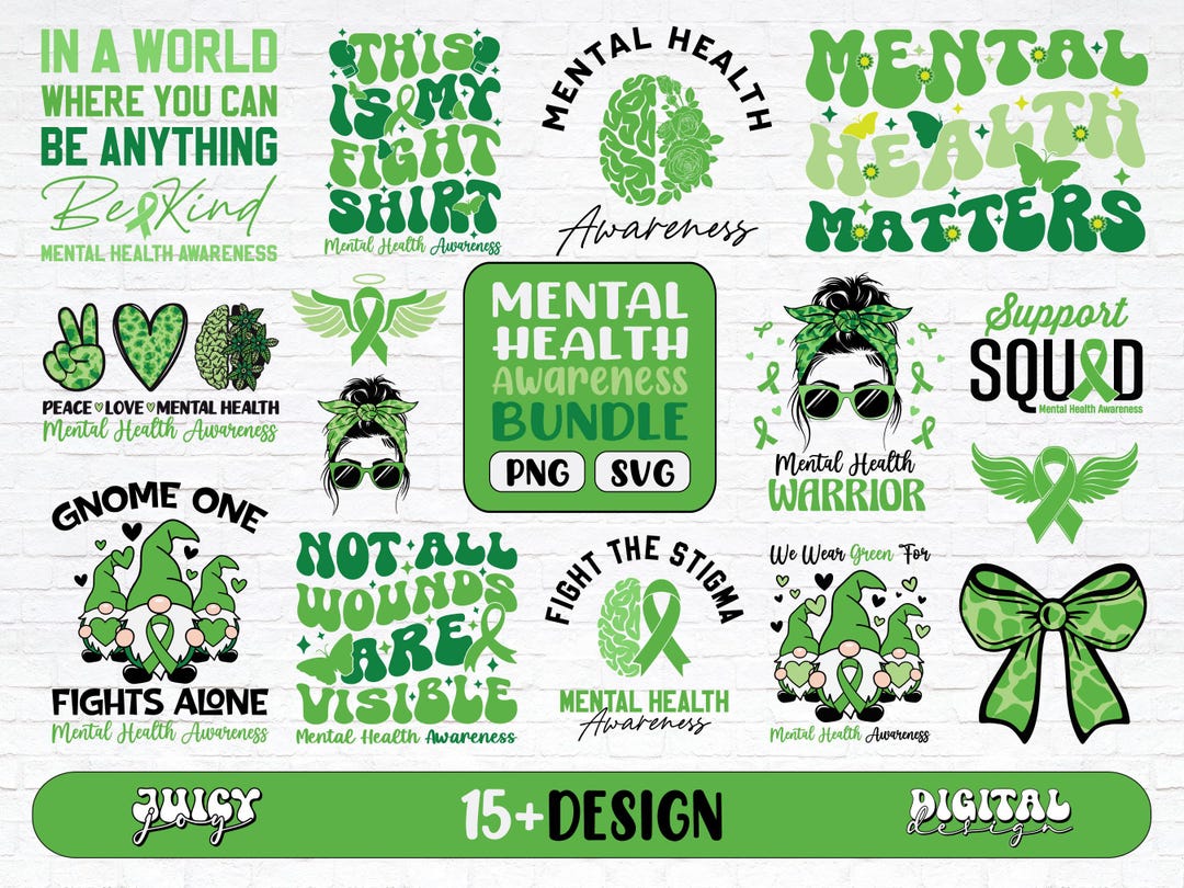 Mental Health Awareness SVG PNG Bundle: Cricut Sublimation Design ...