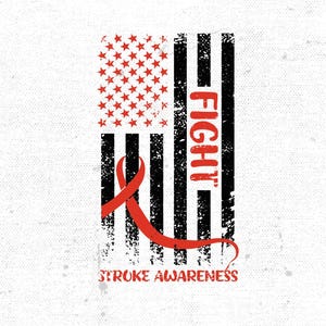 Stroke Flag Svg, Stroke Awareness Svg Png, Red Ribbon Svg Cricut Sublimation Design