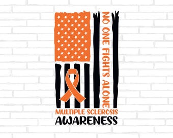 Multiple Sclerosis Flag Svg, Multiple Sclerosis Awareness Svg Png, Orange Ribbon Svg, MS Support Cricut Cut File Sublimation