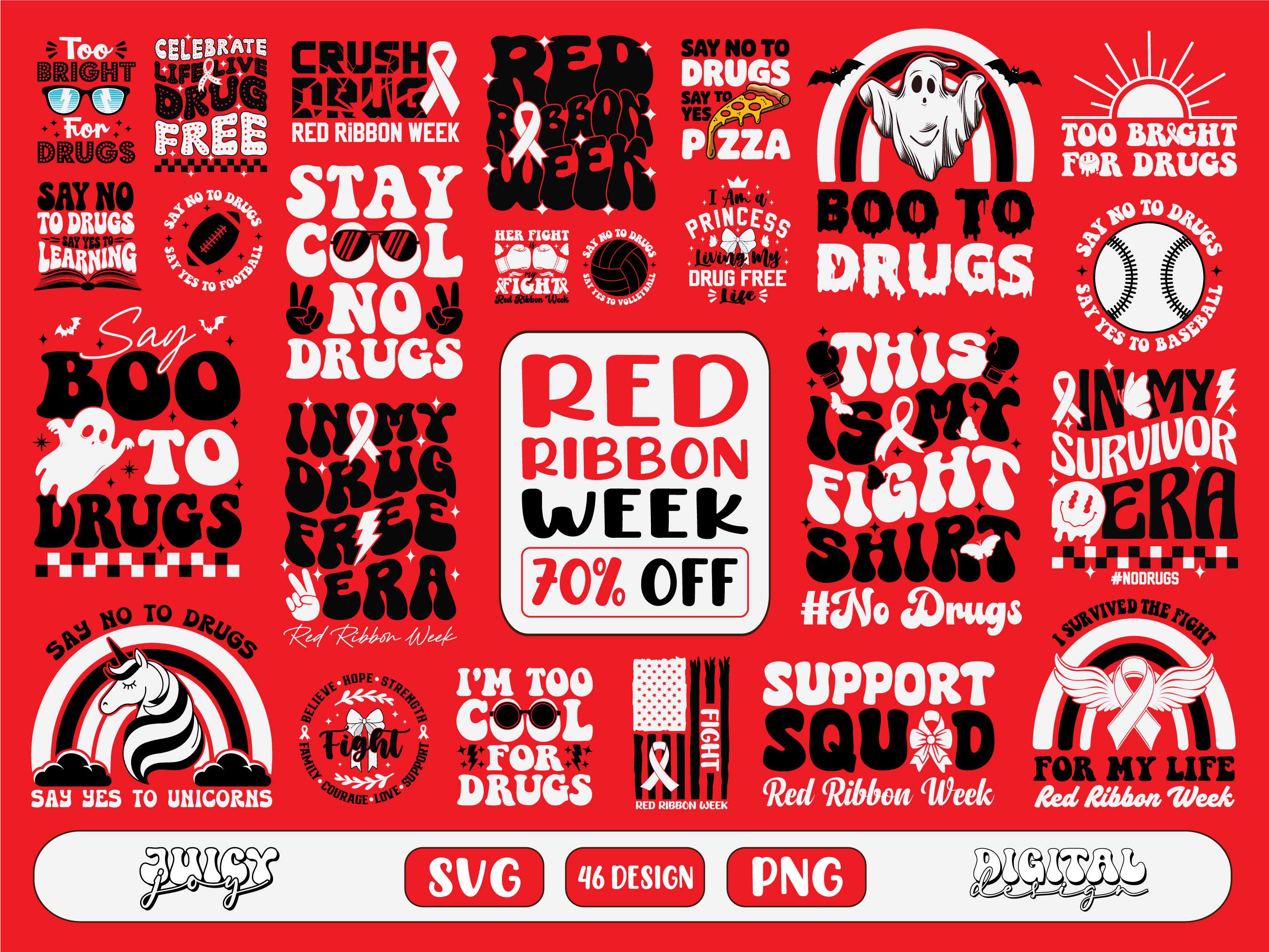 Red Ribbon Week SVG PNG Bundle, Drug-free Designs (digital Download) - Etsy
