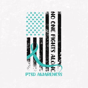 PTSD Awareness Svg Png, PTSD Awareness Flag Svg, Teal Ribbon Post-traumatic Stress Disorder Svg Cricut File Sublimation Design