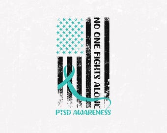 Teal Ribbon PTSD Awareness Flag Svg Png (Digital Download)