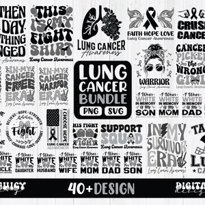 Lung Cancer Awareness SVG PNG Bundle: White Ribbon Designs (Digital Download)