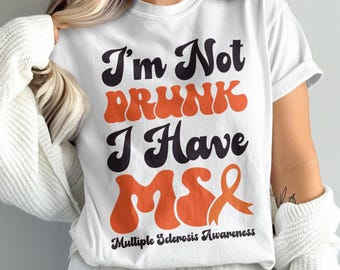 SVG retro "Tengo EM", SVG y PNG de concienciación sobre la esclerosis múltiple, SVG de cinta naranja, archivo de corte de Cricut para sublimación con soporte para EM