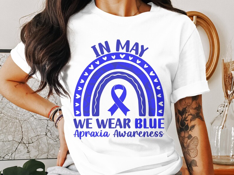 In May We Wear Blue Svg, Apraxia Awareness Svg Png, Blue Ribbon Svg ...