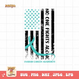 Ovarian Cancer Awareness Svg Png, Ovarian Cancer Flag Svg, Teal Ribbon Sublimation Svg Cricut Design