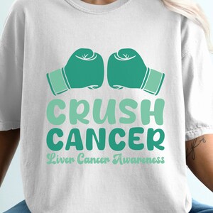 Crush Cancer Svg, Liver Cancer Awareness Svg Png, Emerald Green Ribbon Svg Cricut Sublimation Design