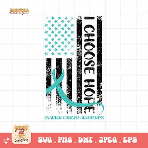 Ovarian Cancer Awareness Svg Png, Ovarian Cancer Flag Svg, Teal Ribbon Sublimation Svg Cricut Design