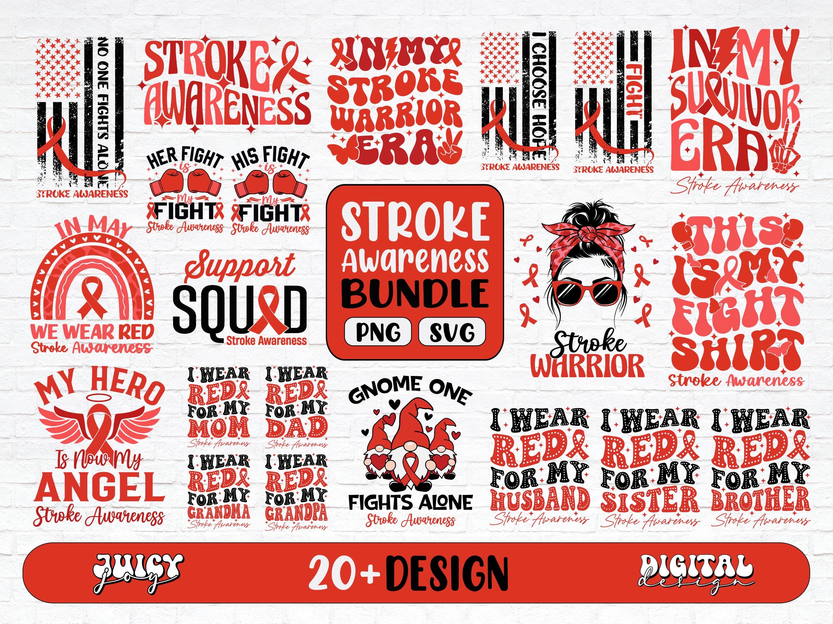 Stroke Awareness Svg Png Bundle: Red Ribbon Designs (digital Download ...