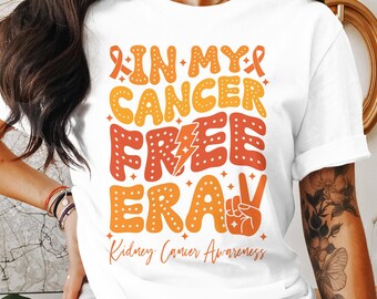 Kidney Cancer Awareness Png Svg, Retro In My Cancer Free Era Svg Cricut, Orange Ribbon Png Sublimation Designs