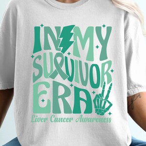 In My Survivor Era Svg, Liver Cancer Awareness Svg Png, Emerald Green Ribbon Svg Cricut Sublimation Design