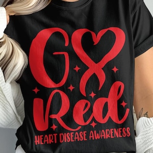 Go Red Heart Disease Awareness SVG PNG: Ribbon Cricut Design (Digital Download)