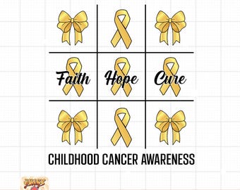 Childhood Cancer Awareness Ribbon PNG: Faith Hope Cure (Digital Download)