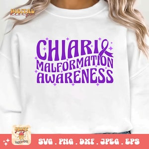 Chiari Malformation Awareness Svg: Purple Ribbon Design (Digital Download, PDF File Included)