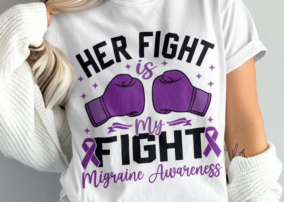 Her Fight is My Fight Svg, Migraine Awareness Svg Png, Purple Ribbon ...