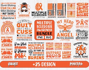 Paquete de SVG y PNG de concientización sobre la esclerosis múltiple, SVG de esclerosis múltiple, SVG de cinta naranja, apoyo para guerreros de esclerosis múltiple, archivos de corte Cricut de SVG y PNG de esclerosis múltiple