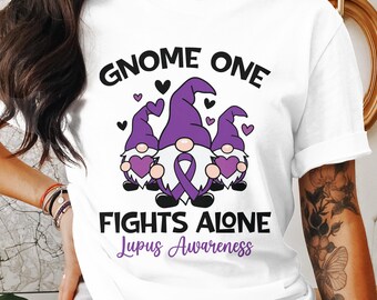 Lupus Awareness Svg Png, Gnome One Fights Alone Svg, Lupus Support Ribbon Svg Cricut File, Lupus Png Sublimation Design