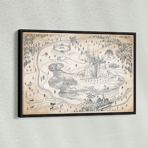 Beste fantasy-kaart canvas poster, Zweinstein kaart canvas poster, fantasy filmserie muurkunst, vintage muur decor, beste films Dragon Challenge