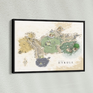 Affiche de carte des terres d'Hyrule, carte d'Hyrule de la légende de Zelda, carte d'Hyrule, affiche d'Hyrule, décoration de carte d'Hyrule, cadeaux de Noël