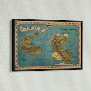 Hyrule-kaartposter of canvas, Hyrule-kaart uit de Legend of Zelda-poster, Hyrule-kaart, muurkunstcanvas, Hyrule-poster, Hyrule-kaartdecor