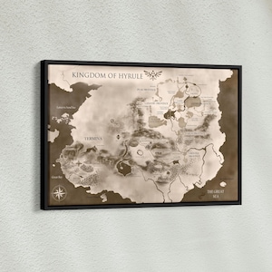 Kingdom of Hyrule Canvas, Hyrule-kaart uit de Legend of Zelda-poster, Hyrule-kaart, Wall Art Canvas, Hyrule-poster, Hyrule-kaartdecor