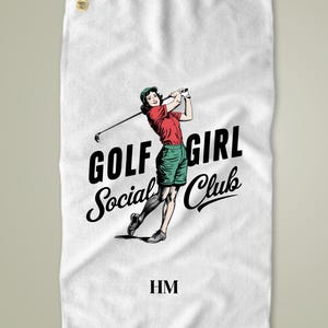 Serviette de golf Monogram, Serviette de golf pour femme, Serviette de golf Golf Girl Social Club, Accessoires de golf pour femme
