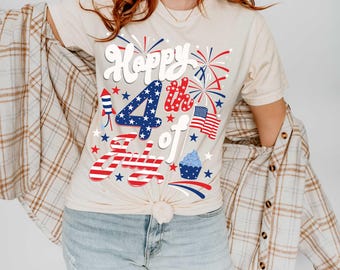 Happy 4th Of July American Flag PNG, American 4th Of July Independence PNG, US Independence Day Png,Red White Blue Cute Firework Sublimation