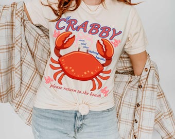 If Crabby Please Return To The Beach PNG, Preppy Crabby Png, Coquette Bow Crab Png, Striped Summer Sublimation Design, Funny Beach Png