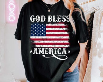 God Bless America PNG, Fourth of July Patriotic PNG, American Flag Stars Stripes Design, Patriotic Png, Memorial Day Png Shirt Sublimation