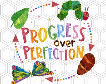 Progress Over Perfection Png, The Very Hungry Caterpillar Png, Teacher Png, Funny Teacher Png, Book Lover Png, Back to school Png