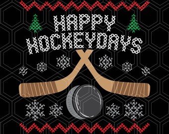 Happy Hockey Days Ugly Christmas Sweater Png, Happy Hockeydays, Christmas Hockey Png, Hockey Lover Png, Ice Hockey Gift, Hockey Sweaters Png