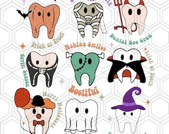 Halloween Dental Life Png, Halloween Dentist Png, Retro Halloween Png, Spooky Dental Assistance, Dental Hygienist Png, Pediatric Dentist Png