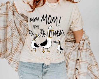 Mom Seagull PNG, Retro Mother's Day Gift PNG, Funny Seagull Png, Coastal Humor Design, Funny Mom PNG, Mom Mom Mom Funny Mothers Day Png