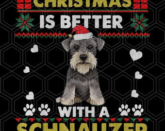 Julen är bättre med en schnauzer, ful jul, png, julschnauzer, söt hund, julklapp, hundjul,
