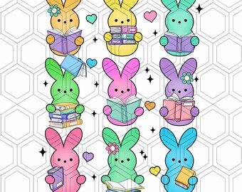 Bunny Reading Book Pasqua Png, Bunny Bookish Png, Era di Pasqua png, Easter Bookworm png, Book Lover Pasqua Png, Bunny Loves To Read Pasqua Png
