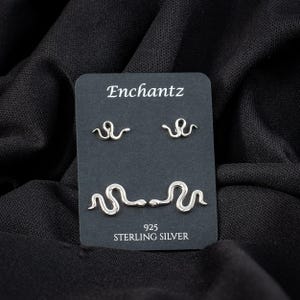 Python Dainty Snake Studs Sterling Silver, Statement Earrings, Serpent Jewelry, Animal Lover Gift