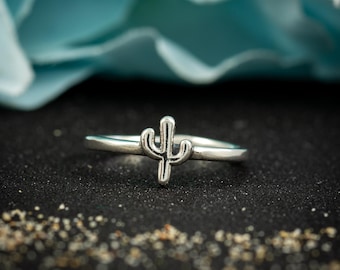 Silver Small Cactus Toe Band, Adjustable Open Toe Ring, Gift for Her