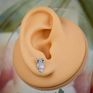 Small Silver Owl Earring Studs, Silver Owl Earrings for Girls Kids Women, Bird Earrings, Cute Animal Jewelry, Birthday Gift Idea, Owl Stud